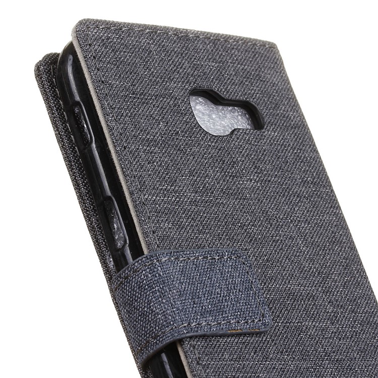 Linen Cloth Leather Wallet Mobile Case for Samsung Galaxy Xcover 4 - Black-3