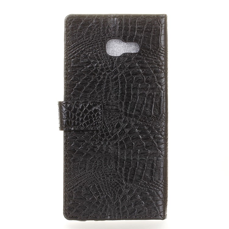 Crocodile Leather Flip Folio Stand Wallet Case for Samsung Galaxy Xcover 4 - Black-2