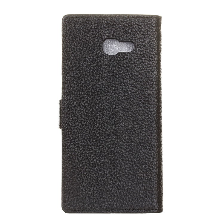 Litchi Grain Genuine Leather Wallet Mobile Case for Samsung Galaxy Xcover 4 - Black-2