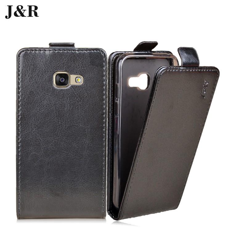 J&R Vertical Flip Crazy Horse Leather Phone Case for Samsung Galaxy A5 (2017) - Black-1