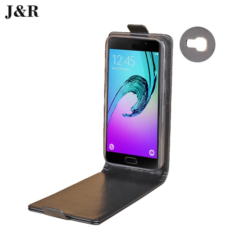 J&R Vertical Flip Crazy Horse Leather Phone Case for Samsung Galaxy A5 (2017) - Black-4