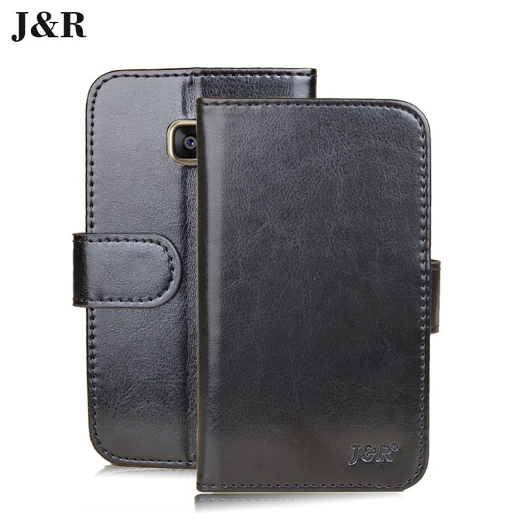J&R Crazy Horse Leather Wallet Stand Case for Samsung Galaxy A5 (2017) - Black-1