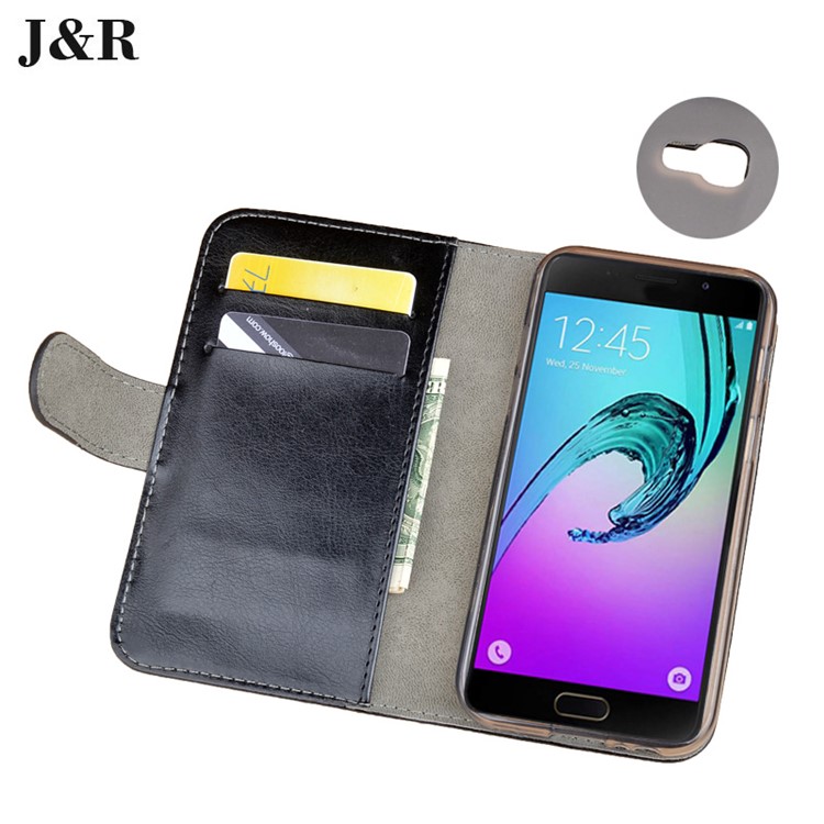 J&R Crazy Horse Leather Wallet Stand Case for Samsung Galaxy A5 (2017) - Black-4