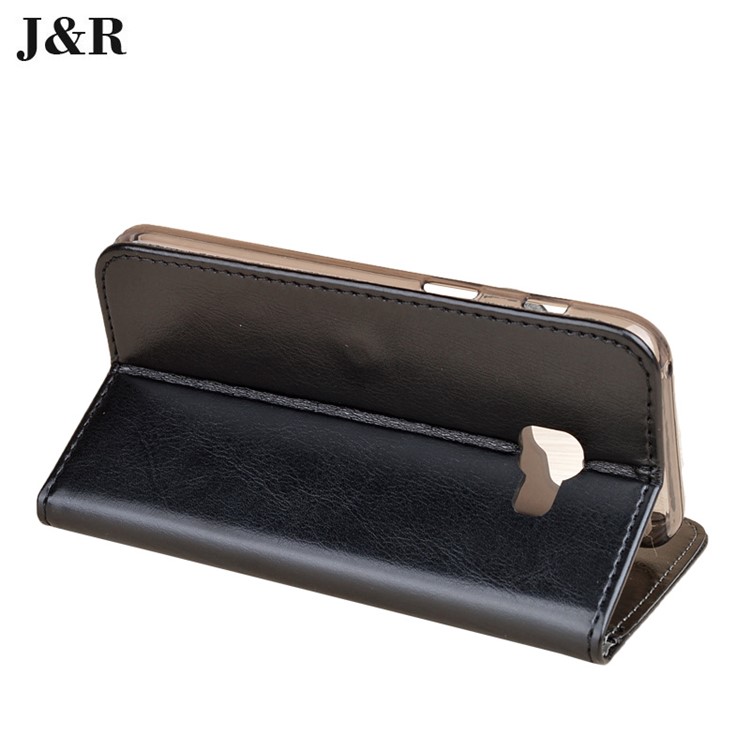 J&R Crazy Horse Leather Wallet Stand Case for Samsung Galaxy A5 (2017) - Black-5