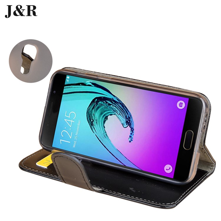 J&R Crazy Horse Leather Wallet Stand Case for Samsung Galaxy A5 (2017) - Black-6