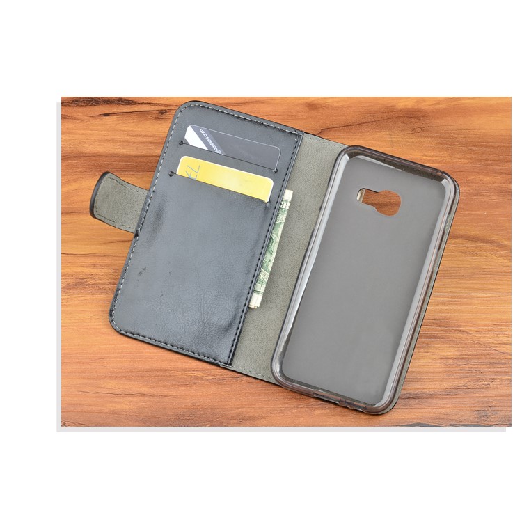 J&R Crazy Horse Leather Wallet Stand Case for Samsung Galaxy A5 (2017) - Black-8