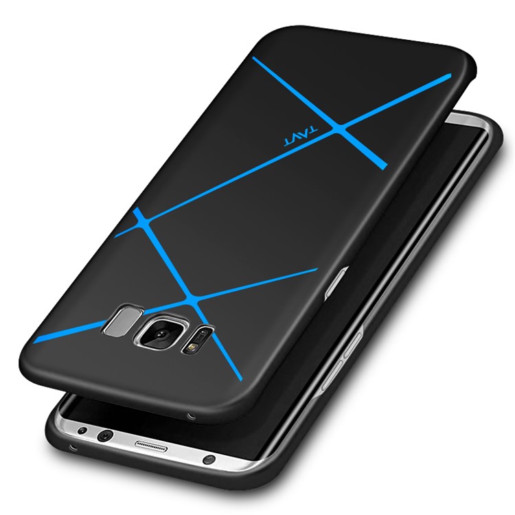 TAVT Lines Pattern Matte Wrapped PC Case for Samsung Galaxy S8 G950 - Black-1