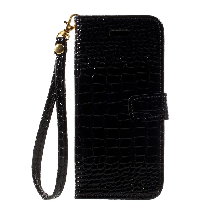 For Samsung Galaxy S8 G950 Crocodile Texture Wallet Leather Stand Case with Wrist Strap - Black-3