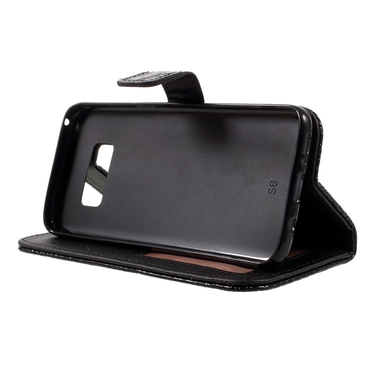 For Samsung Galaxy S8 G950 Crocodile Texture Wallet Leather Stand Case with Wrist Strap - Black-4