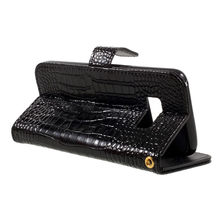 For Samsung Galaxy S8 G950 Crocodile Texture Wallet Leather Stand Case with Wrist Strap - Black-5