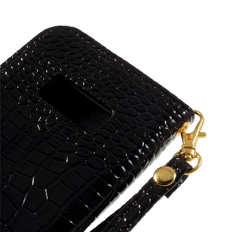 For Samsung Galaxy S8 G950 Crocodile Texture Wallet Leather Stand Case with Wrist Strap - Black-8