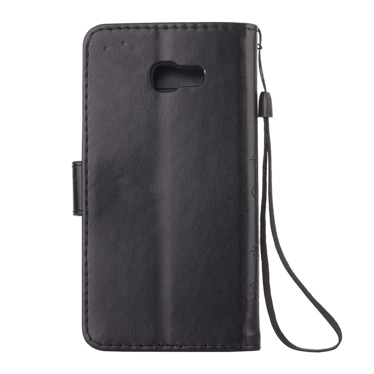 Imprinted Pattern Rhinestone Leather Wallet Case with Strap for Samsung Galaxy A5 (2017) - Black-2