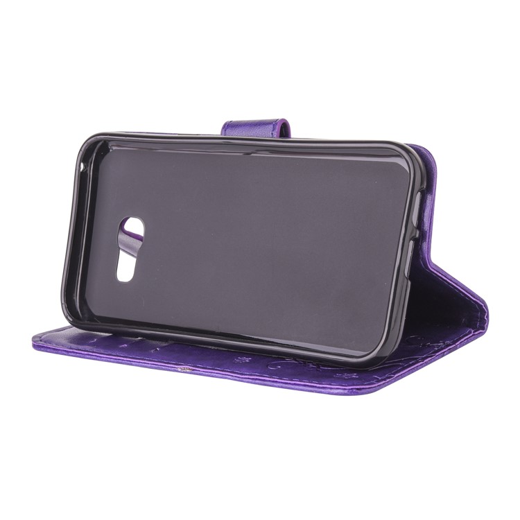 Rhinestone Imprinted Pattern Leather Wallet Phone Shell for Samsung Galaxy A5 (2017) - Dark Purple-3