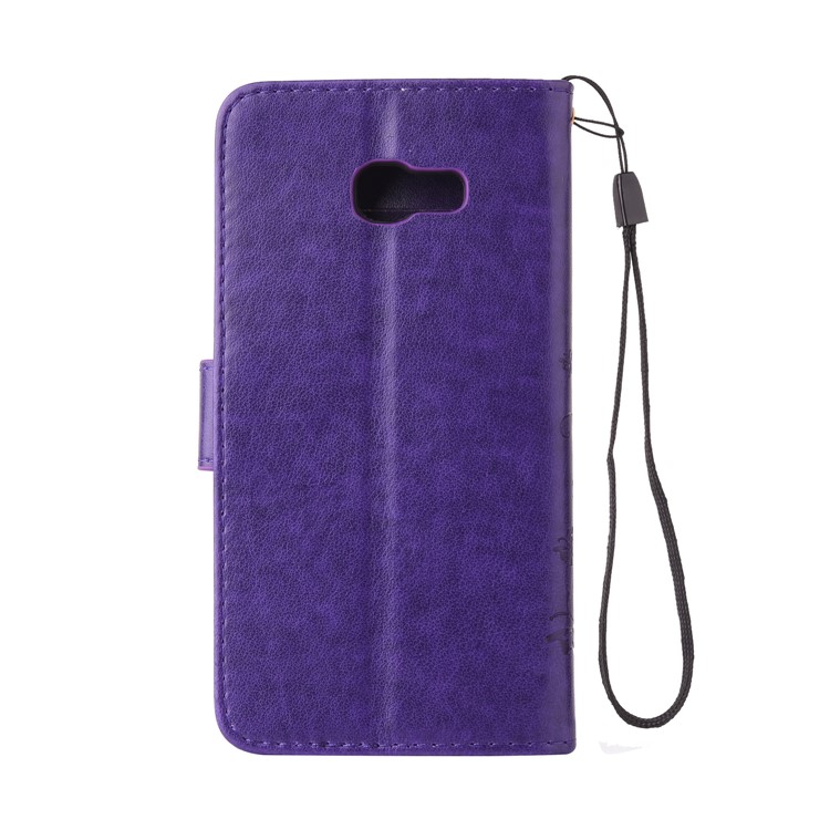 Rhinestone Imprinted Pattern Leather Wallet Phone Shell for Samsung Galaxy A5 (2017) - Dark Purple-5