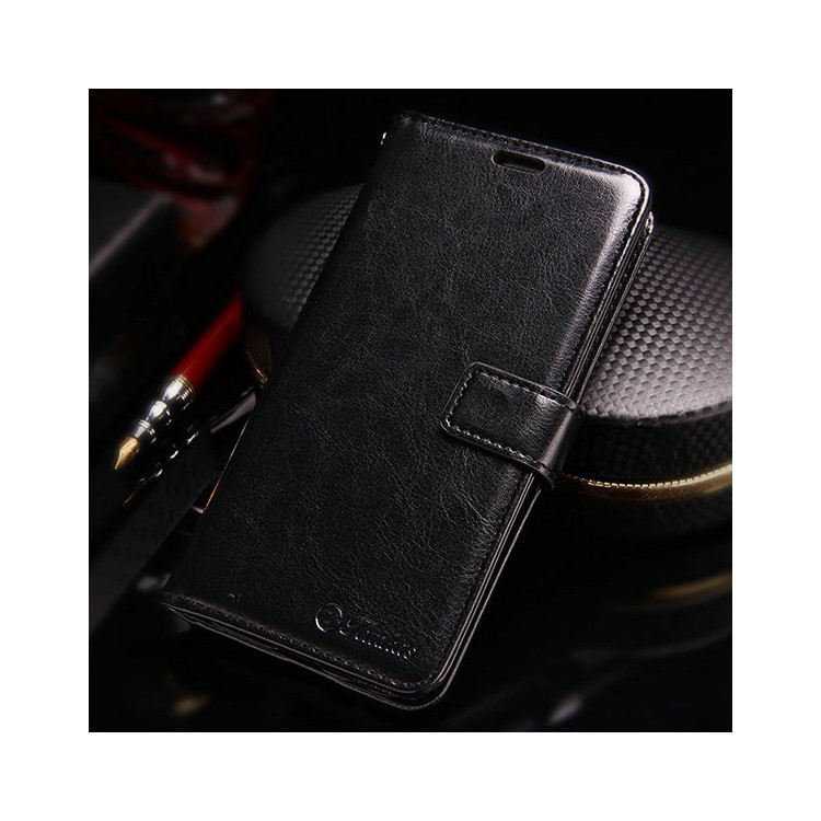Crazy Horse PU Leather Stand Card Holder Case for Samsung Galaxy A5 (2017) SM-A520F - Black-1