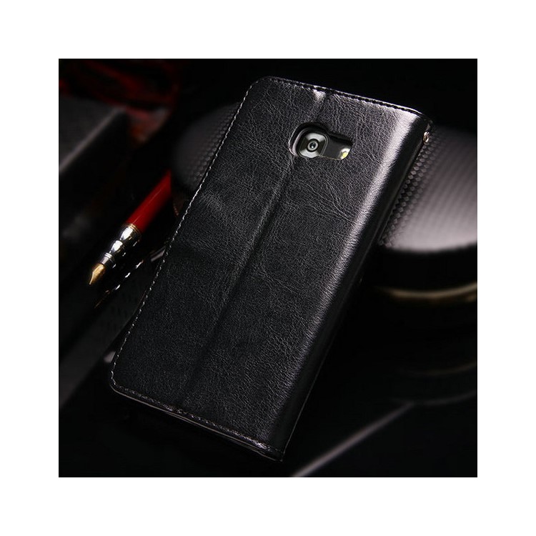 Crazy Horse PU Leather Stand Card Holder Case for Samsung Galaxy A5 (2017) SM-A520F - Black-2