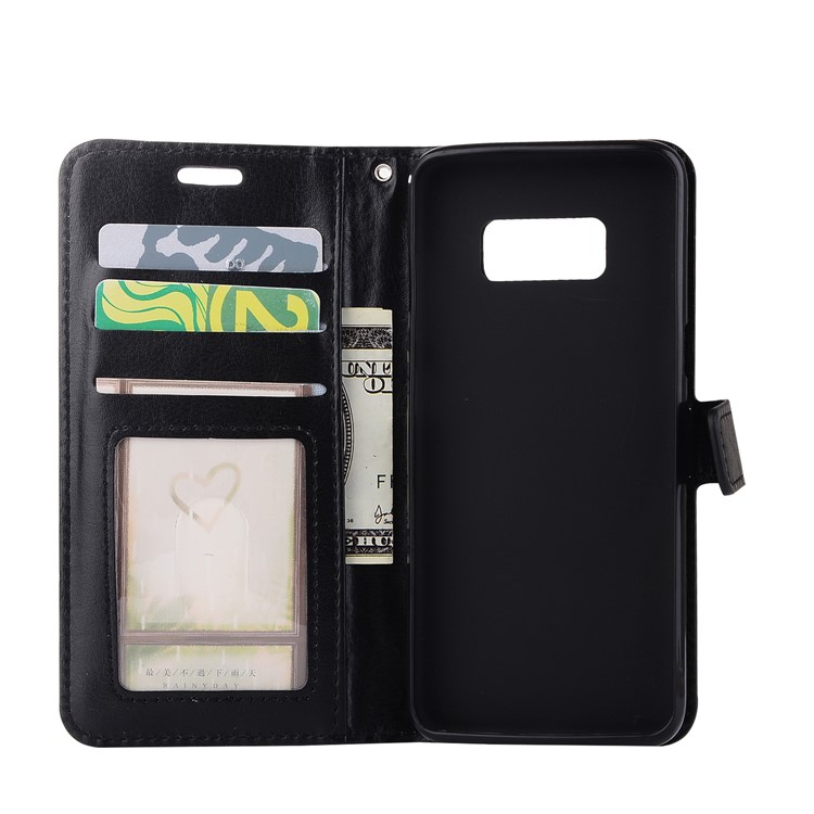 Crazy Horse ID/Credit Card Slots Leather Phone Case for Samsung Galaxy S8 G950 - Black-3