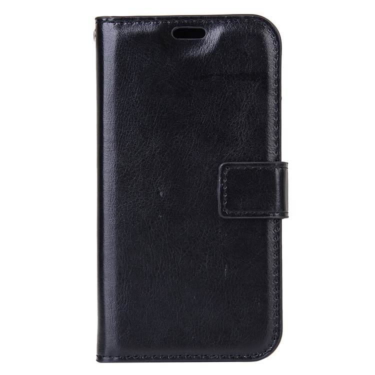 Crazy Horse Leather Wallet Smartphone Cover with Handy Strap for Samsung Galaxy A3 (2017) - Black-1