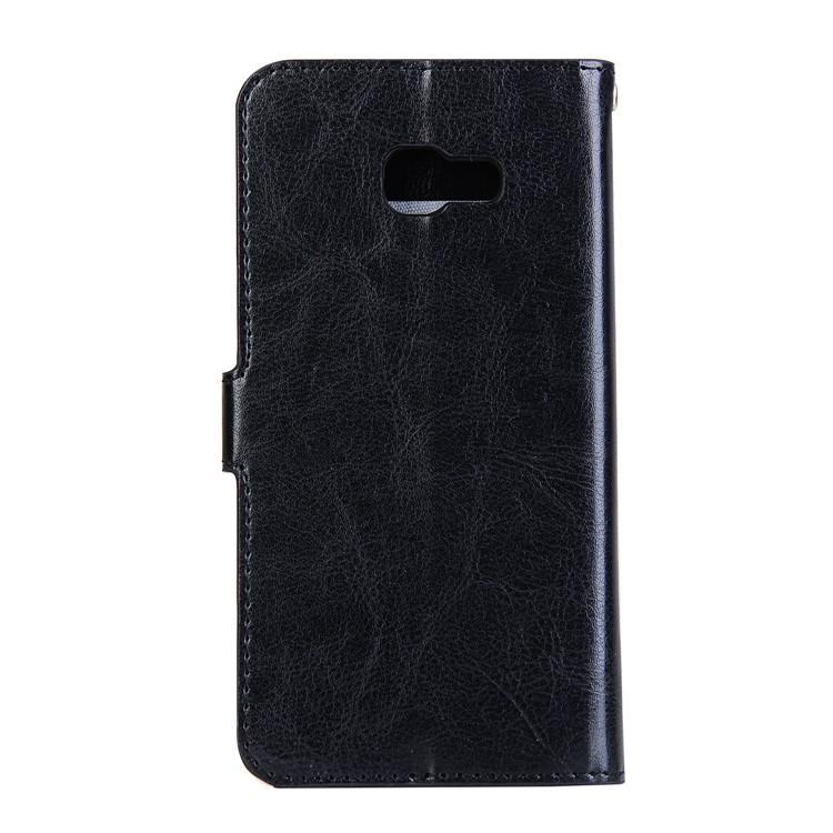Crazy Horse Leather Wallet Smartphone Cover with Handy Strap for Samsung Galaxy A3 (2017) - Black-2