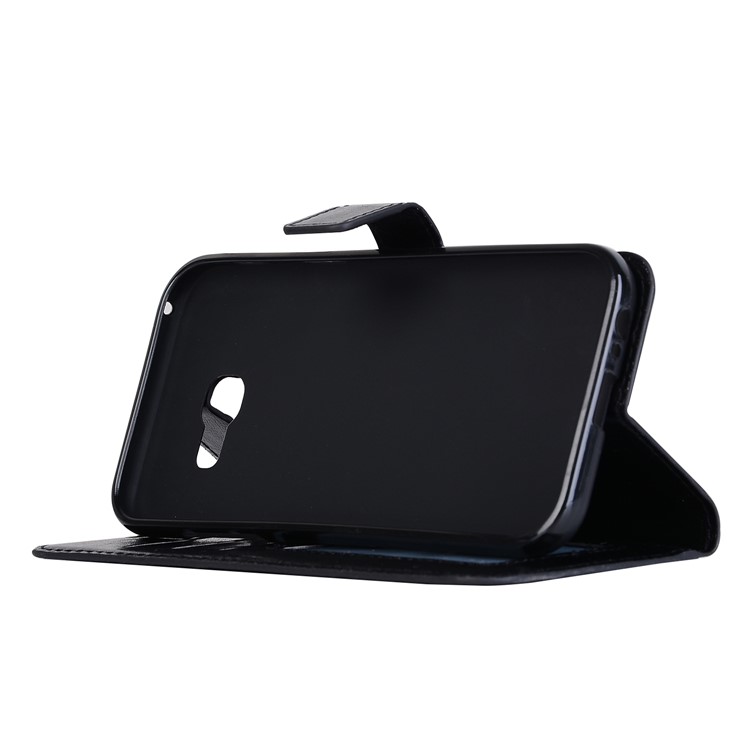 Crazy Horse Leather Wallet Smartphone Cover with Handy Strap for Samsung Galaxy A3 (2017) - Black-3