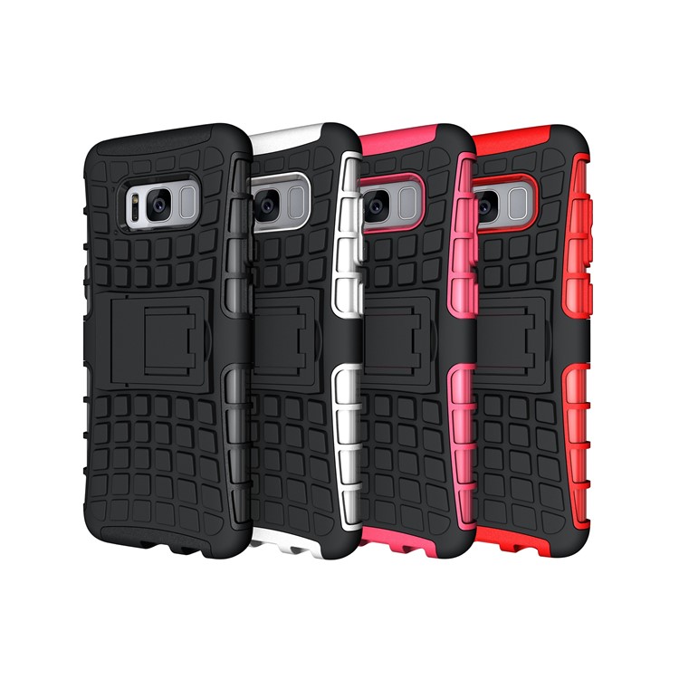 Hybrid PC TPU Phone Case with Kickstand for Samsung Galaxy S8 G950 - Black-13