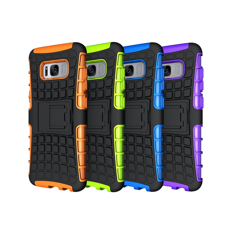 Hybrid PC TPU Phone Case with Kickstand for Samsung Galaxy S8 G950 - Black-14