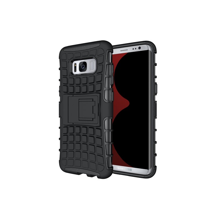 Hybrid PC TPU Phone Case with Kickstand for Samsung Galaxy S8 G950 - Black-2
