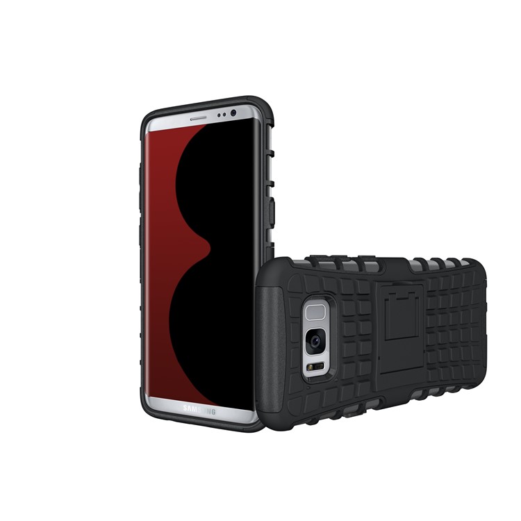 Hybrid PC TPU Phone Case with Kickstand for Samsung Galaxy S8 G950 - Black-3