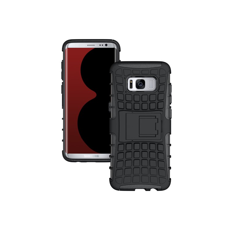 Hybrid PC TPU Phone Case with Kickstand for Samsung Galaxy S8 G950 - Black-5