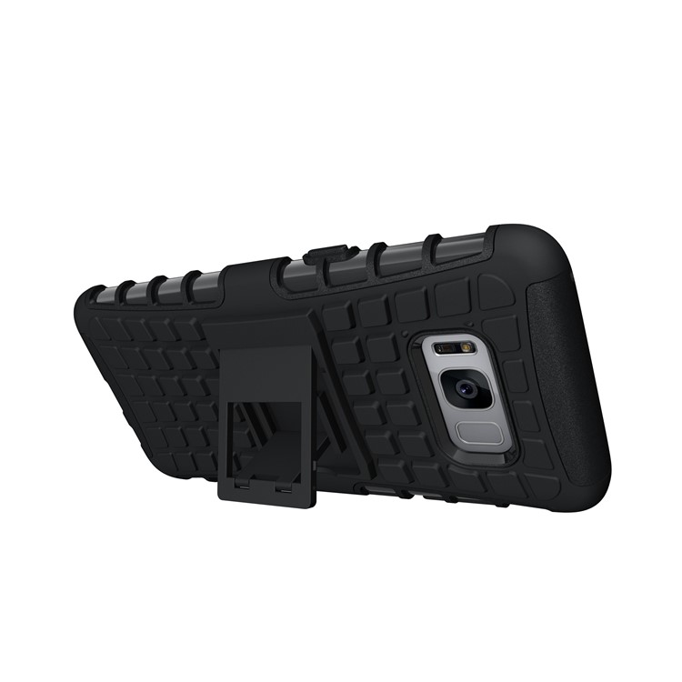 Hybrid PC TPU Phone Case with Kickstand for Samsung Galaxy S8 G950 - Black-6