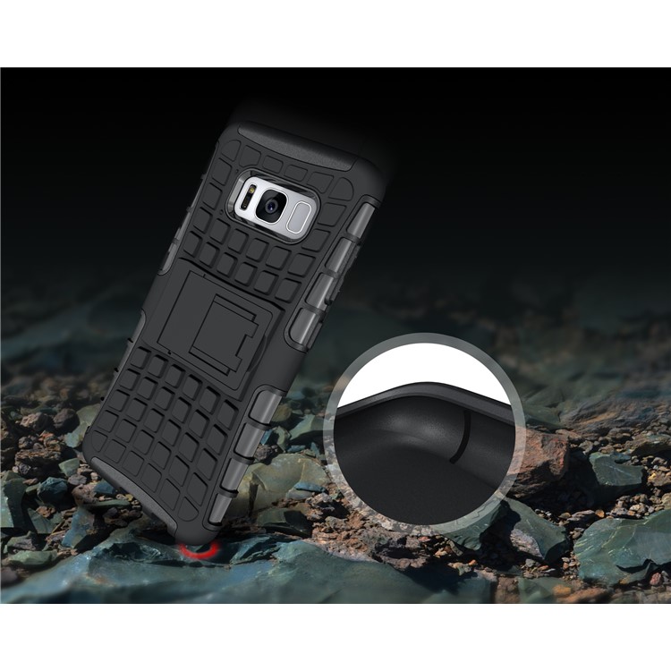 Hybrid PC TPU Phone Case with Kickstand for Samsung Galaxy S8 G950 - Black-8
