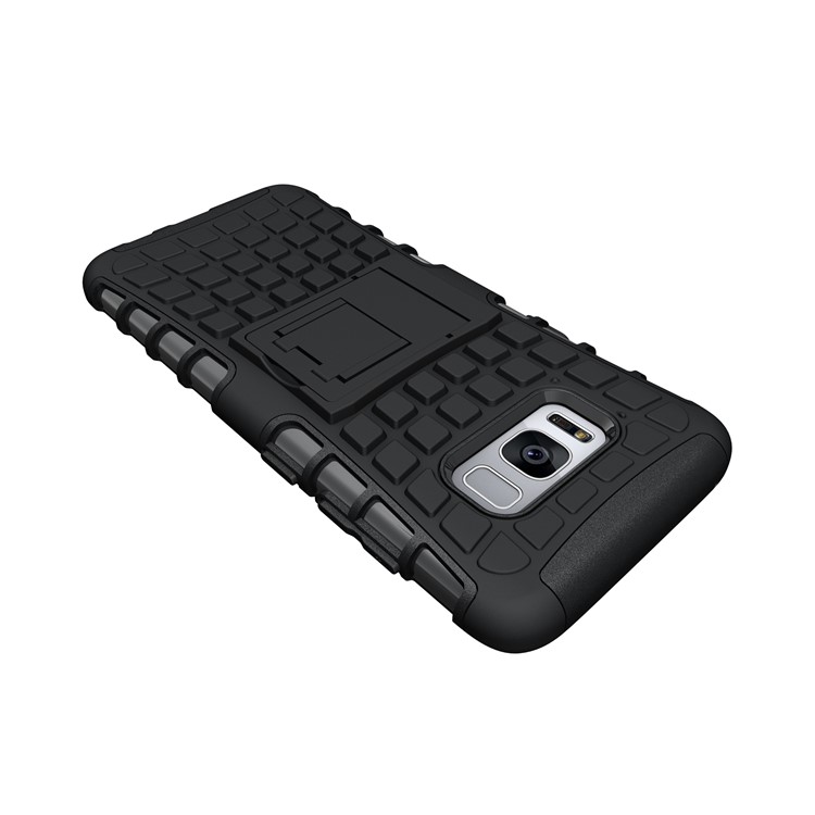 Hybrid PC TPU Phone Case with Kickstand for Samsung Galaxy S8 G950 - Black-9