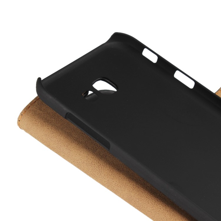 Genuine Split Leather Wallet Case with Stand for Samsung Galaxy A7 (2017)- Black-10