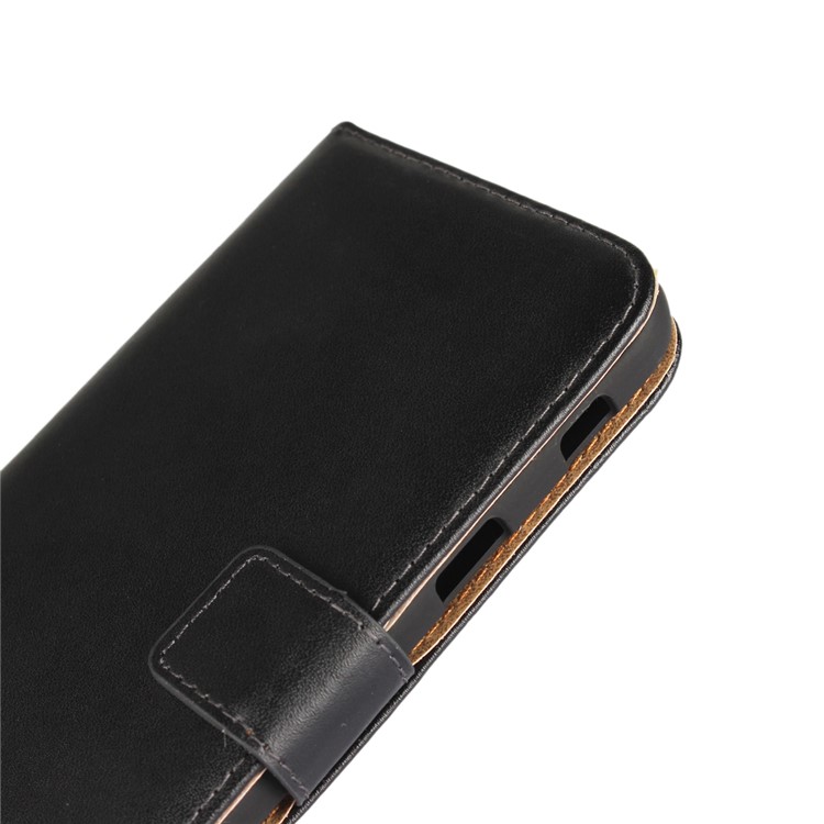 Genuine Split Leather Wallet Case with Stand for Samsung Galaxy A7 (2017)- Black-6