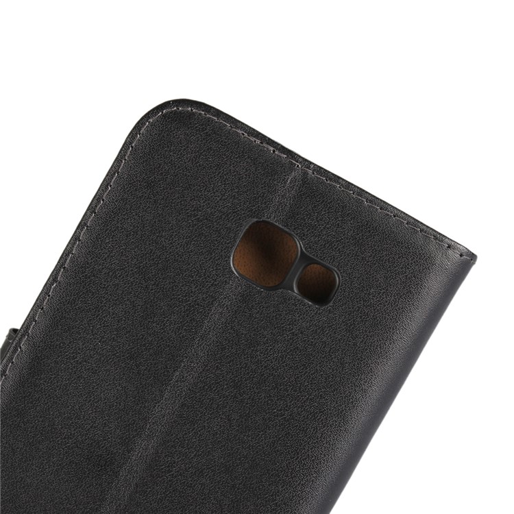 Genuine Split Leather Wallet Case with Stand for Samsung Galaxy A7 (2017)- Black-7