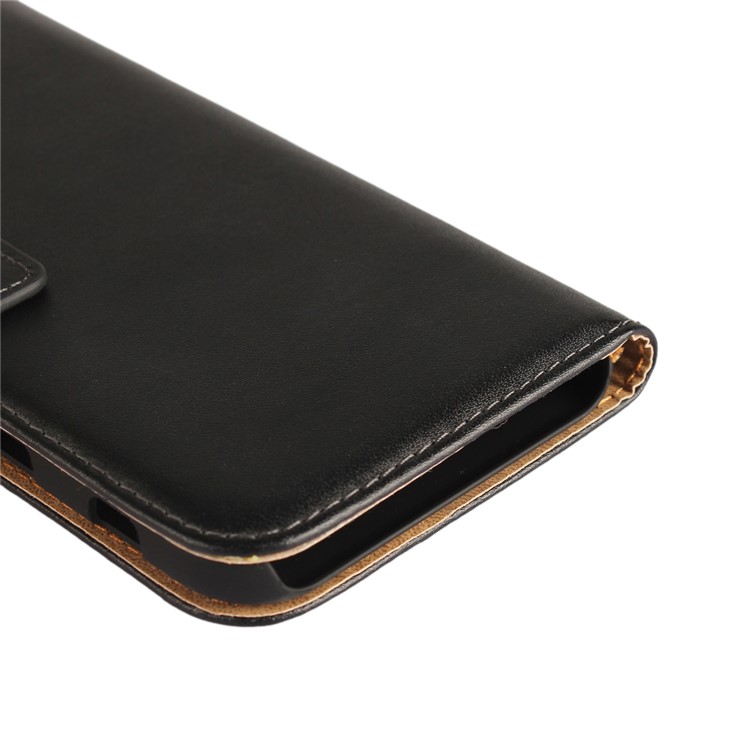 Genuine Split Leather Wallet Case with Stand for Samsung Galaxy A7 (2017)- Black-8