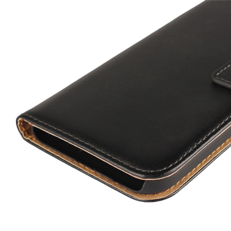 Genuine Split Leather Wallet Case with Stand for Samsung Galaxy A7 (2017)- Black-9