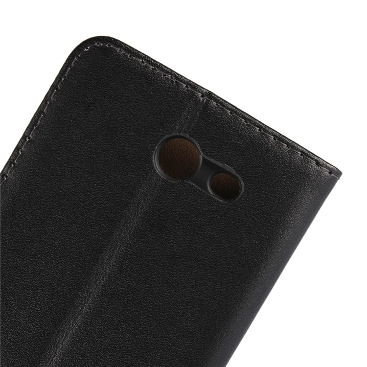 Genuine Split Leather Wallet Stand Protective Case for Samsung Galaxy J3 Emerge/J3 Prime/J3 (2017) - Black-7