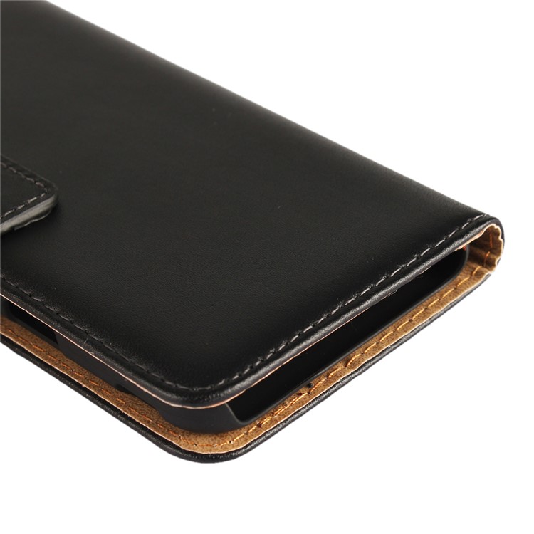 Genuine Split Leather Wallet Stand Protective Case for Samsung Galaxy J3 Emerge/J3 Prime/J3 (2017) - Black-8