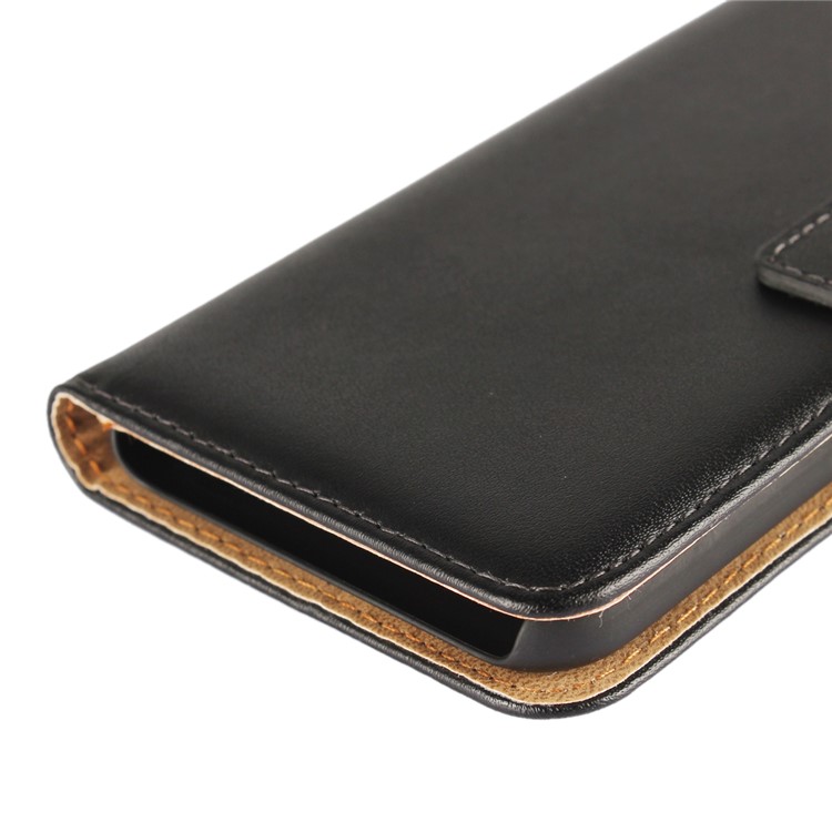 Genuine Split Leather Wallet Stand Protective Case for Samsung Galaxy J3 Emerge/J3 Prime/J3 (2017) - Black-9