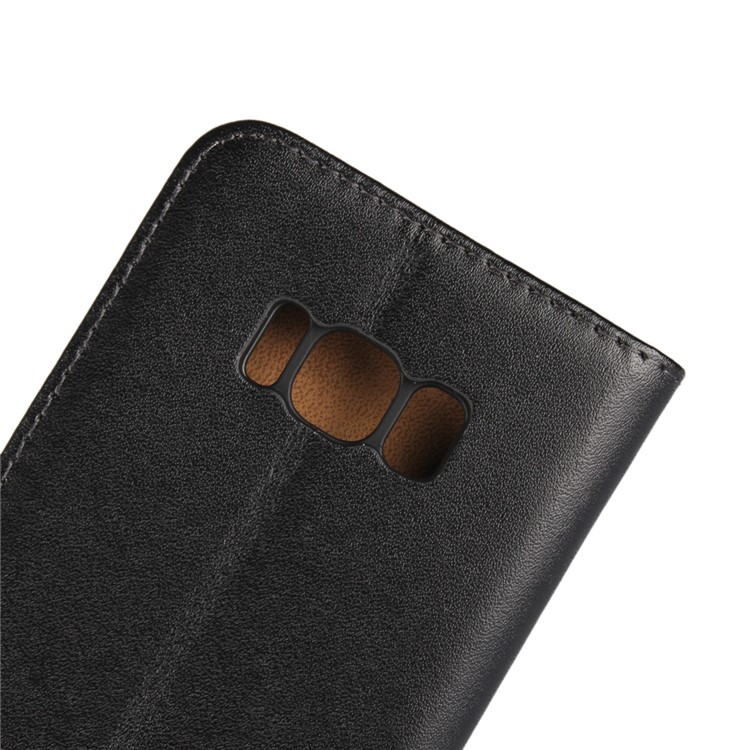 For Samsung Galaxy S8 G950 Genuine Split Leather Wallet Case with Stand - Black-7