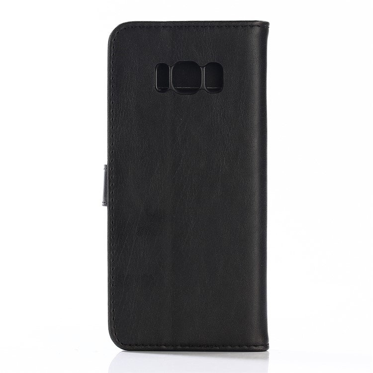 Retro Style Crazy Horse PU Leather Wallet Case Stand for Samsung Galaxy S8 G950 - Black-2