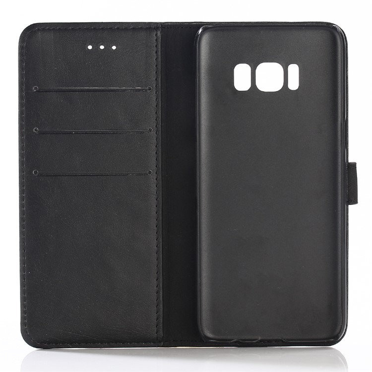 Retro Style Crazy Horse PU Leather Wallet Case Stand for Samsung Galaxy S8 G950 - Black-3