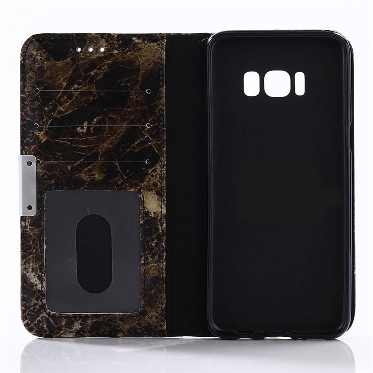 For Samsung Galaxy S8 Plus G955 Marble Leather Wallet Case with Stand - Black-3