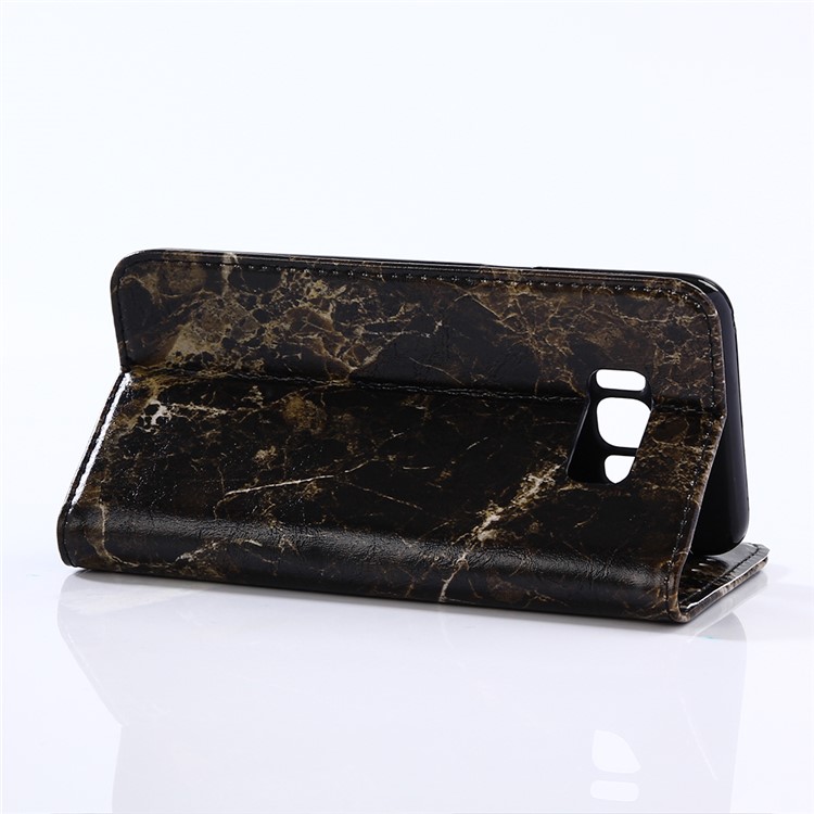 For Samsung Galaxy S8 Plus G955 Marble Leather Wallet Case with Stand - Black-4
