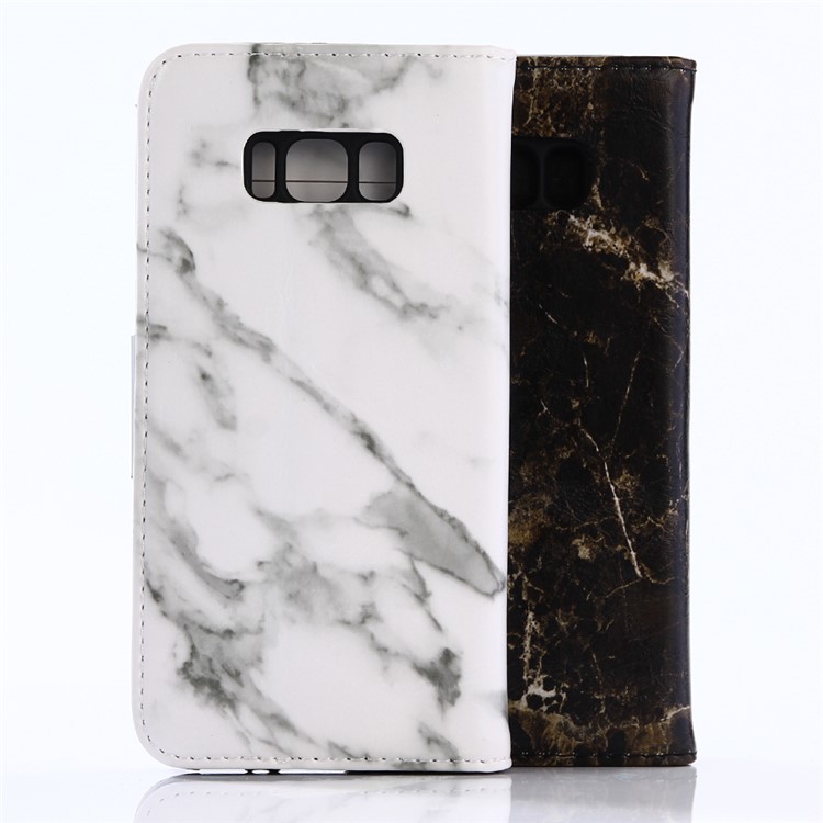 For Samsung Galaxy S8 Plus G955 Marble Leather Wallet Case with Stand - Black-6