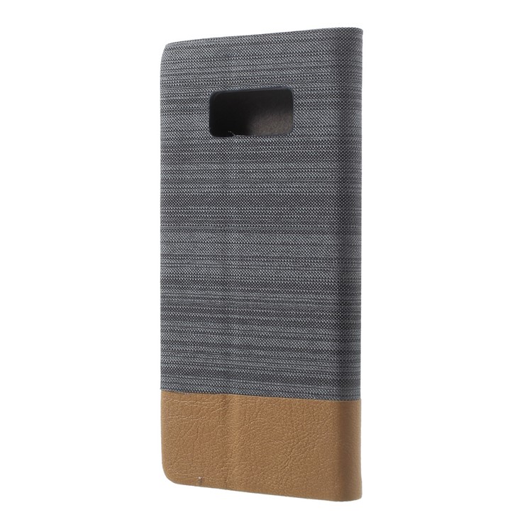 Canvas Stand Leather Card Holder Mobile Case for Samsung Galaxy S8 SM-G950 - Dark Grey-3