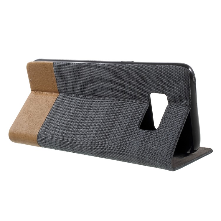 Canvas Stand Leather Card Holder Mobile Case for Samsung Galaxy S8 SM-G950 - Dark Grey-4
