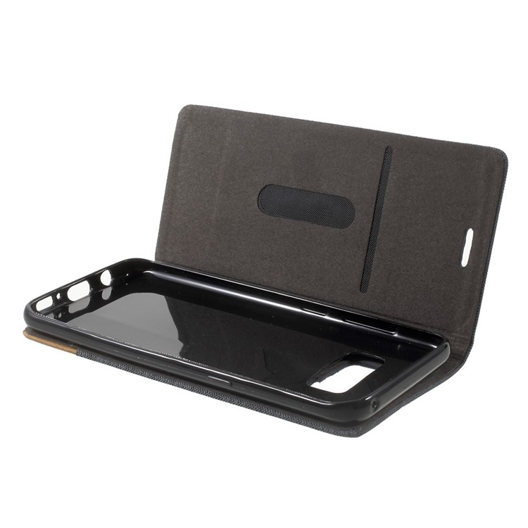 Canvas Stand Leather Card Holder Mobile Case for Samsung Galaxy S8 SM-G950 - Dark Grey-5