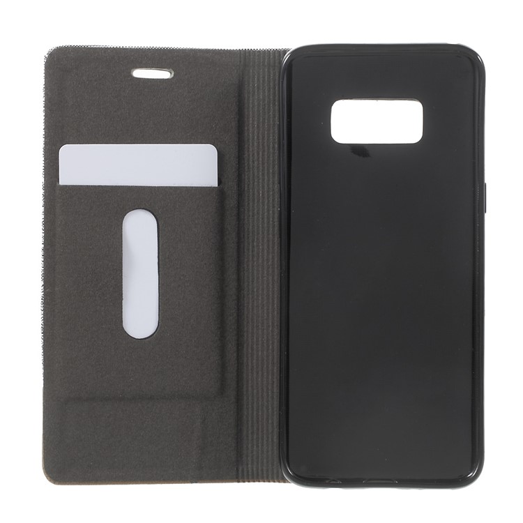 Canvas Stand Leather Card Holder Mobile Case for Samsung Galaxy S8 SM-G950 - Dark Grey-6